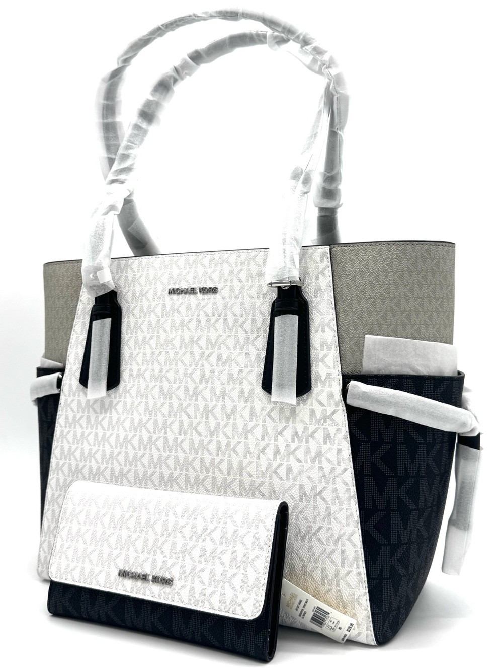 Michael Kors Voyager Large Color-Block Logo Tote Bag w Matching Trifold Wallet - Picture 2 of 15